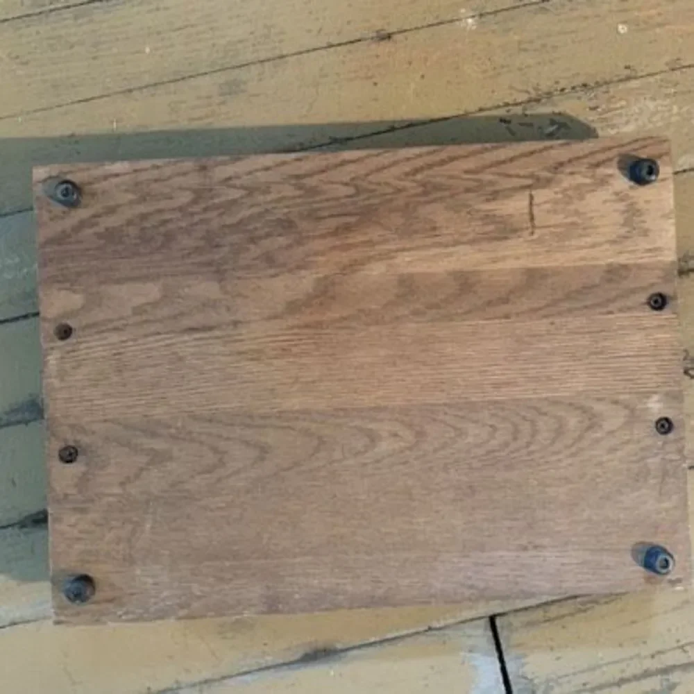 Vintage 1970’s Divided Wood Serving Tray With Hot Plate & Bamboo Handles
